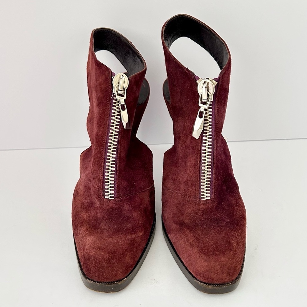 Diane von Furstenberg DVF Suede Heels Slingback Shoe Glamouratti Burgundy Size 7 - Picture 4 of 16